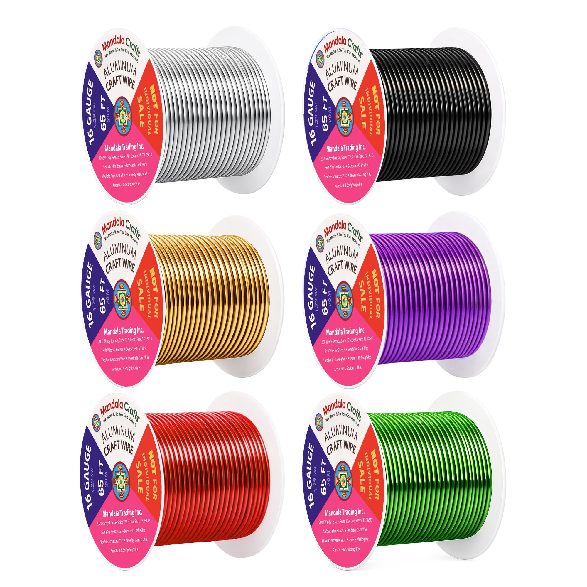 Mandala Crafts 16 GA Silver Black Red Assorted Anodized Aluminum Craft Wire