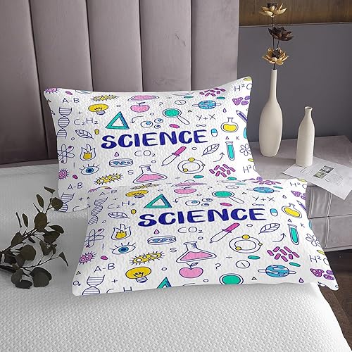 Miniatura 3 de Erosebridal Juego de edredón con temática de ciencia, colcha de fórmula científica, tamaño individual, matemáticas, geometría, ciencia, juego de