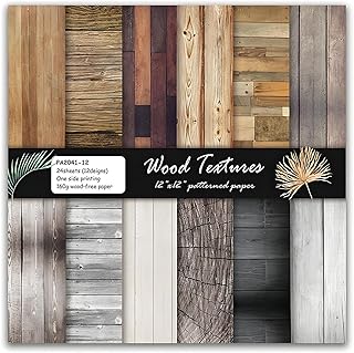 VIVIQUEN 24 Pack Brown Wood Textures Scrapbook Paper, 12x12 Inch Wood Floor Single-Sided Specialty Craft Paper Folded Flat for DIY Background Cards Art Photo Album Decor Junk Journals Decoration