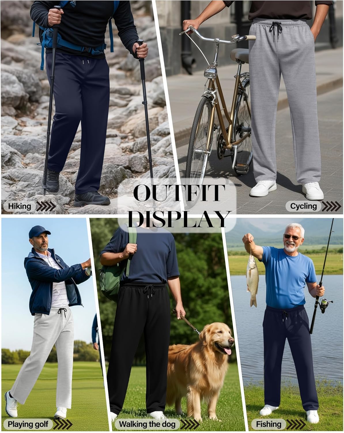 4 Pack Men's Sweatpants Open Bottom with Pockets Drawstring Athletic Lounge Joggers Baggy Workout Pants - Image 4