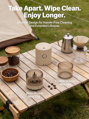 Miniatura 7 de LAMIDO Portable Electric Burr Coffee Grinder - Grind While Charging - Visual Bean Hopper - 38 External Grind Settings - 1.8X Faster Grinding - 2000