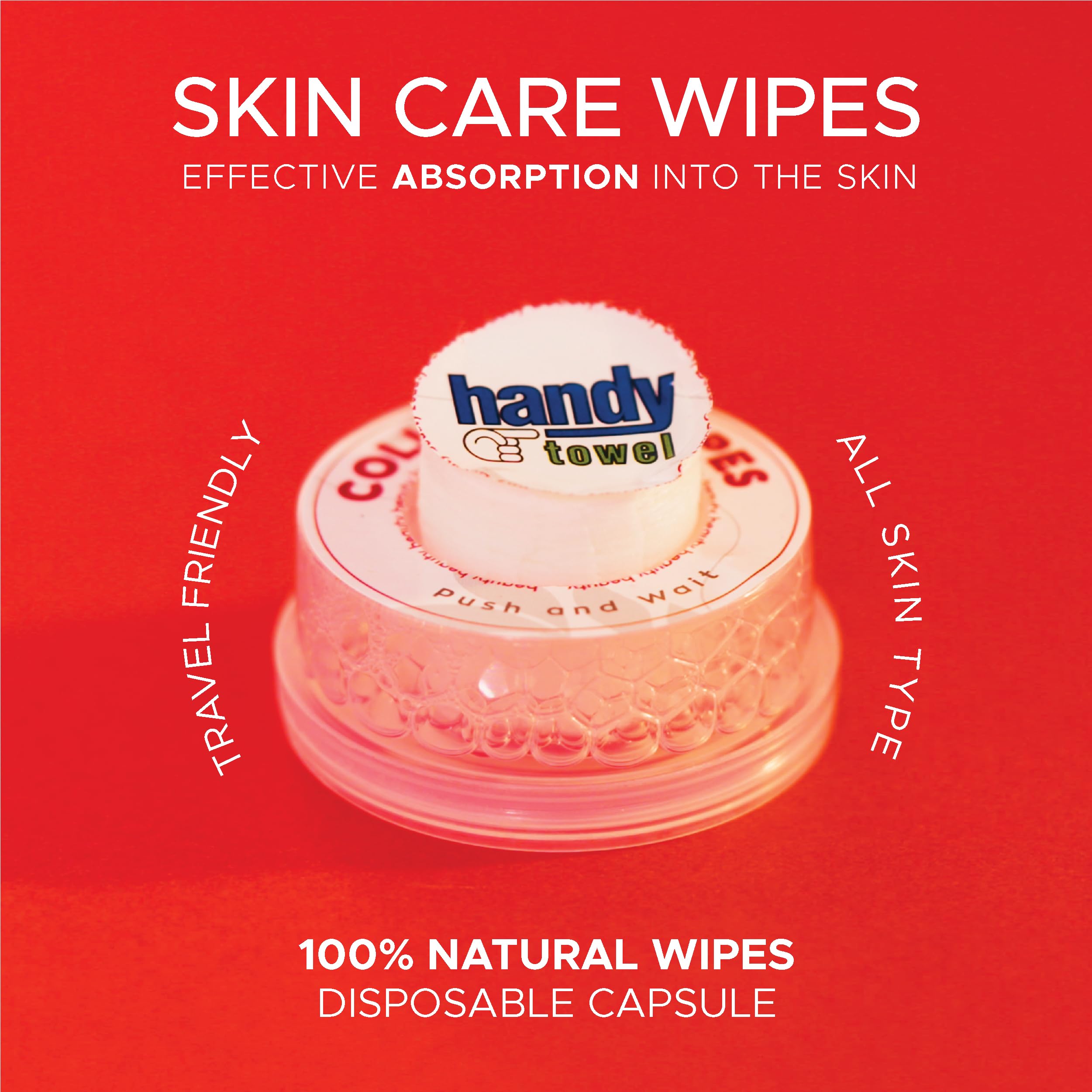 Handy Towel Skin Care Wipes (Collagen Facial Care Wipes, Travel Size), 1 count (Pack of 8) - Image 2