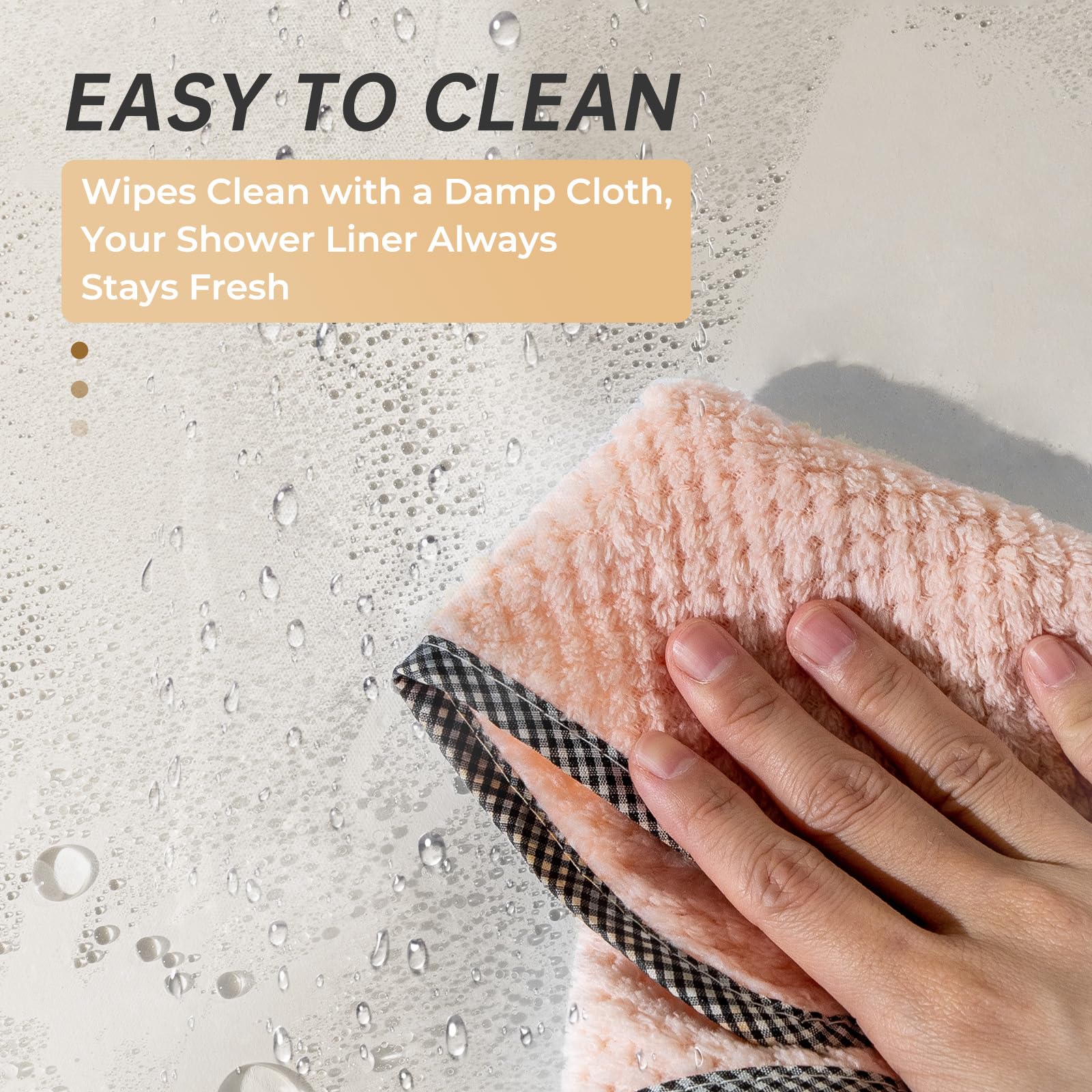 AmazerBath - Cortina de ducha de plástico EVA de calibre 8, con pesos transparentes muy resistentes y ojales de metal - Cortinas de baño gruesas e impermeables