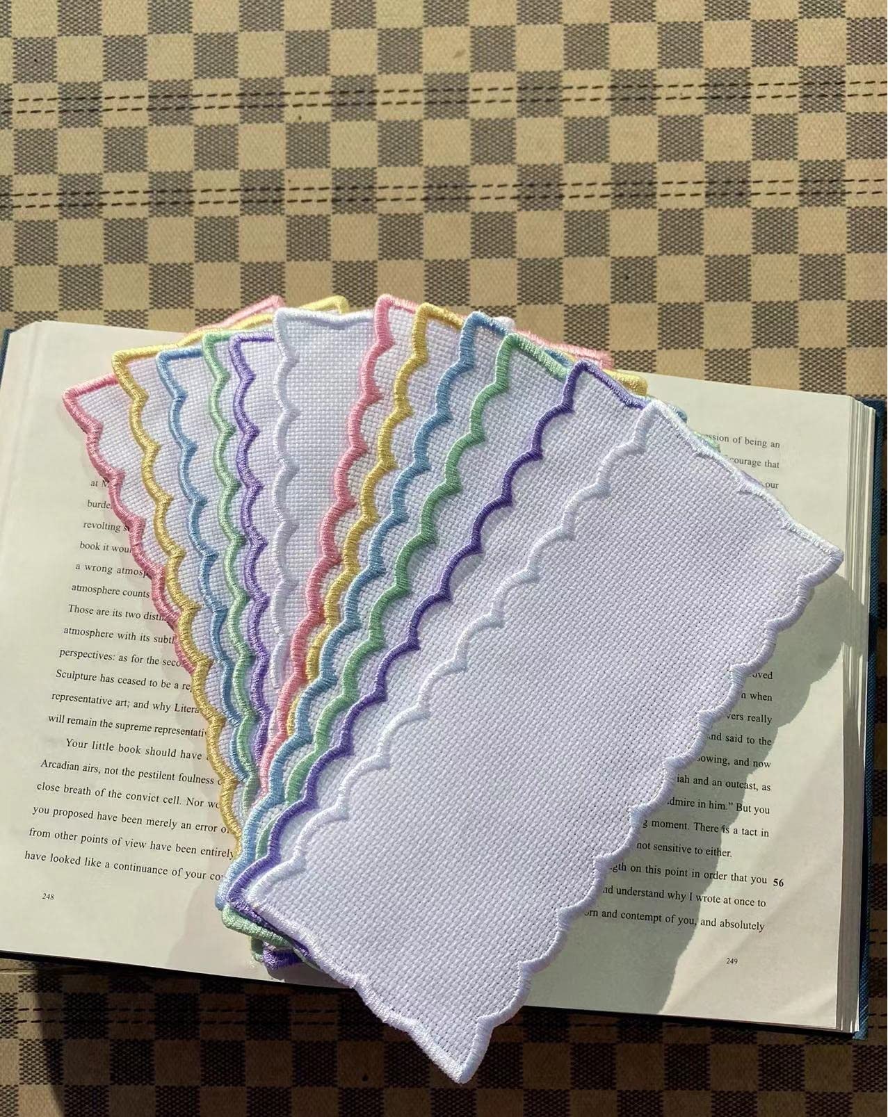 A Bundle of 6pcs 14ct and 6 pcs 18ct aida Cloth Bookmark to Cross Stitch,Blank Cross Stitch Bookmark, White