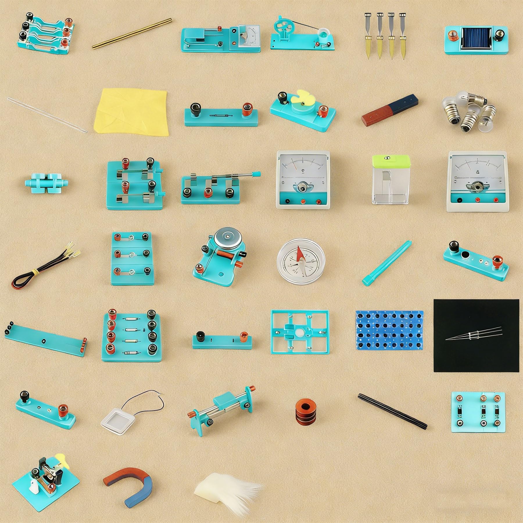 Kit Circuito de Física, Kit ​de Inicio Experimentos ​de Electricidad y Magnetismo para Niños, Electromagnetismo Kit - Desarrollar la Capacidad Intelectual | Circuitos Electrónicos Set, Física Electricidad y Magnetismo Experimentos Kit con 56 Accesorios, D