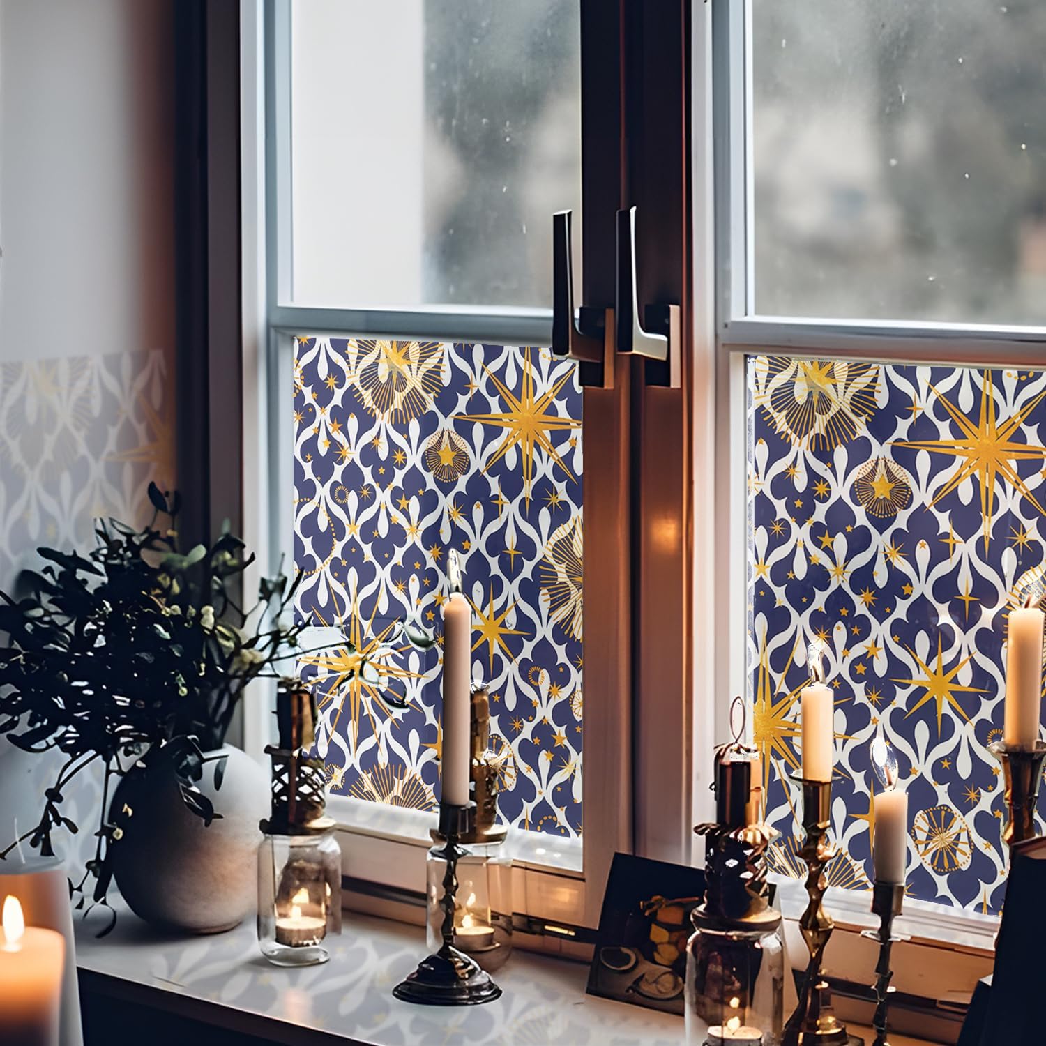 funlife DoubleSided Stained Glass Window Film, Reusable