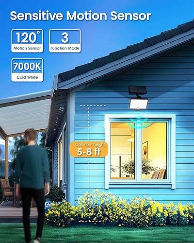 Miniatura 6 de COOZAMING 294 LED 3 modos de luz solar con sensor de movimiento para exteriores, luces de inundación solares de 2600 lúmenes, IP67 impermeable del