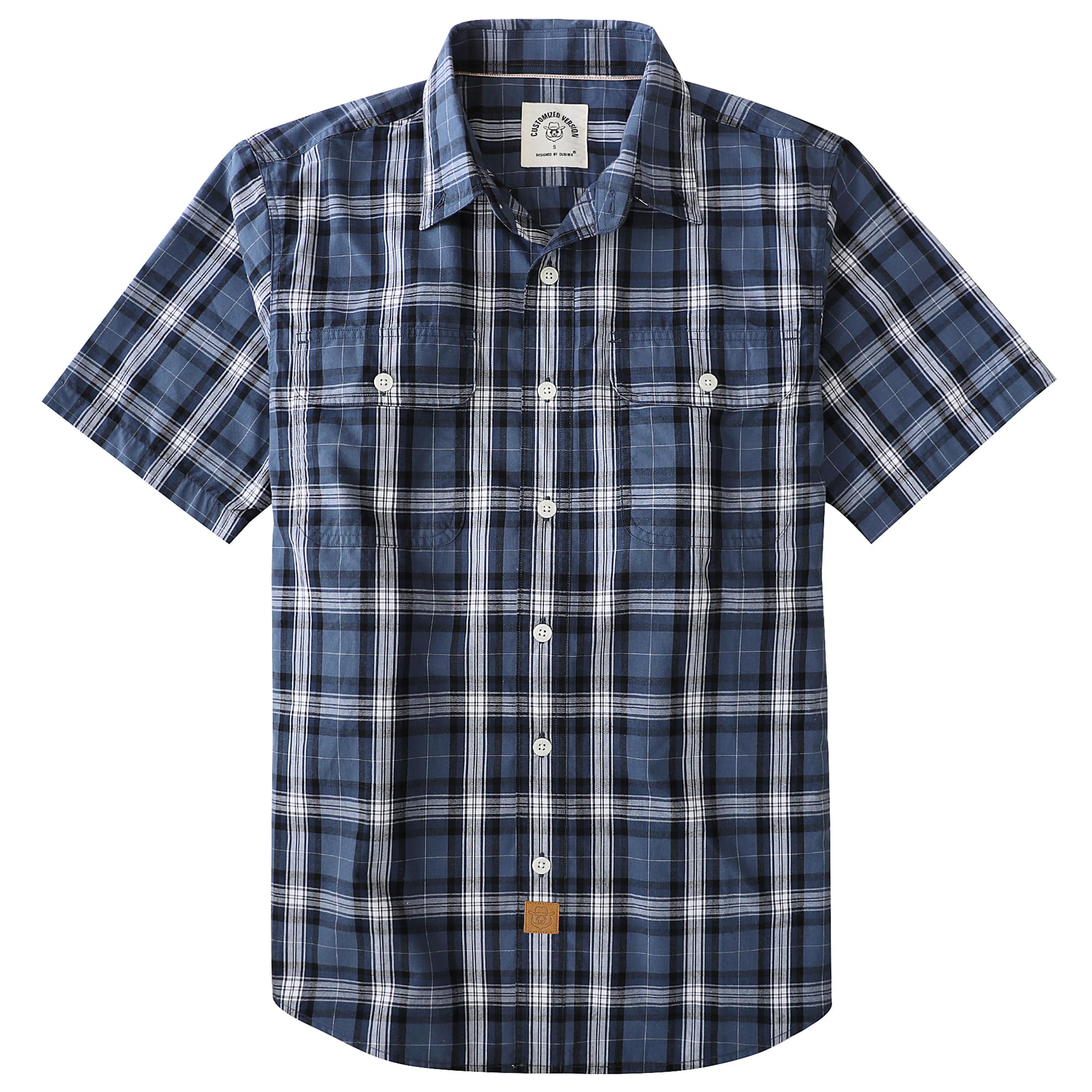 Dubinik® Camicia Uomo Maniche Corte Casual Bottone Quadri Cotone con Tasche Regular Fit
