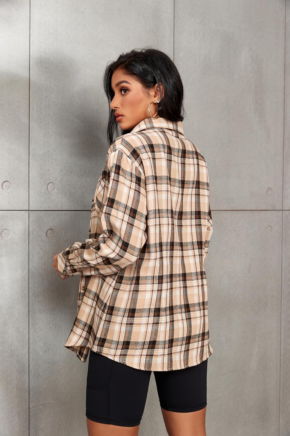 Deer Lady Plaid Flannel Shirts for Women Buffalo Plaid Shirts Oversized Long Sleeve Casual Button Down Blouse Top - Image 2