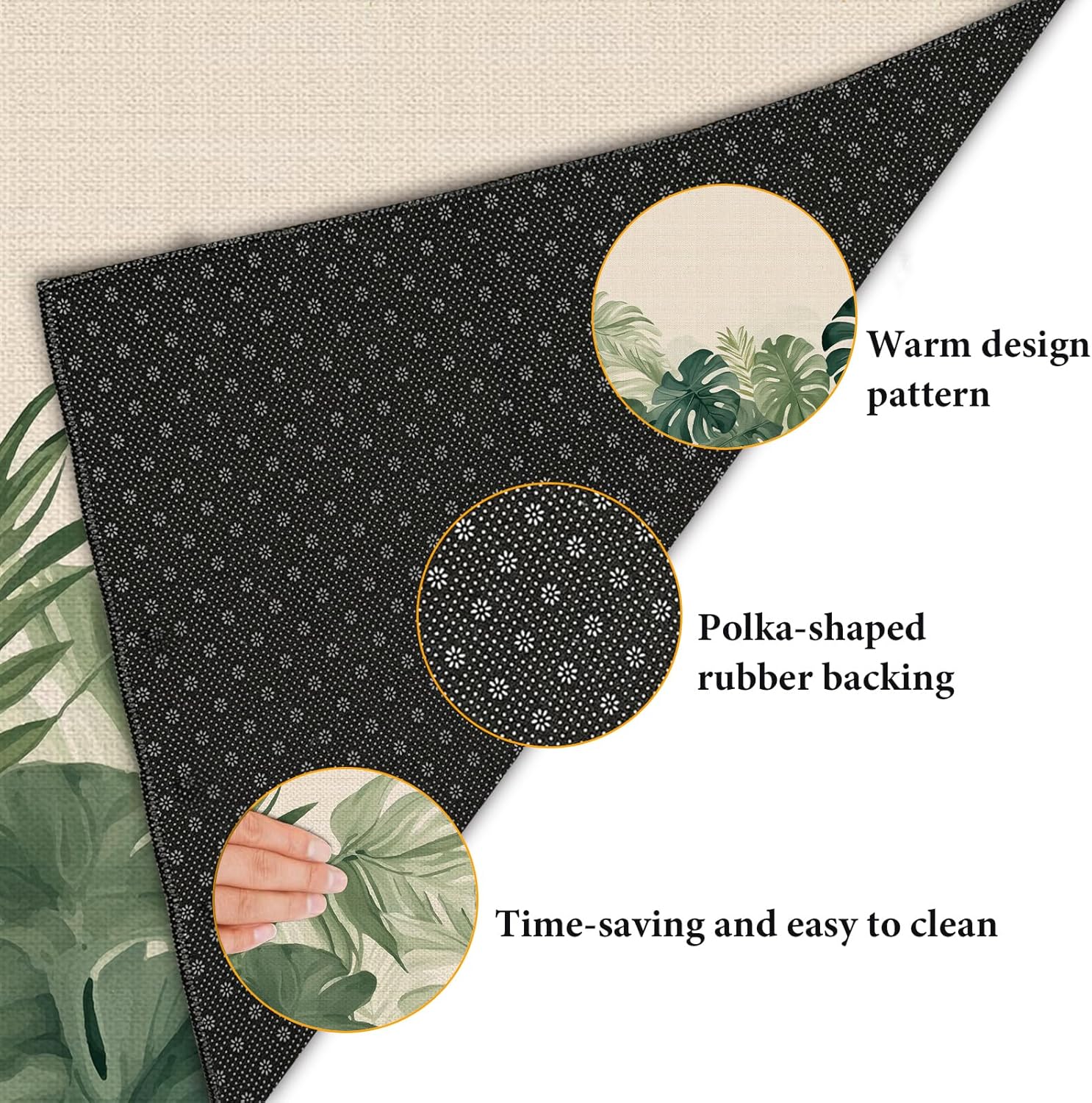 Summer Palm Leaf Bath Mat,Bath Rugs Bathroom Floor Mat Super Absorbent Ultra Thin Low Profile Non Slip Quick Dry Washable Carpet for Sink Shower Toilet 17 * 29.5