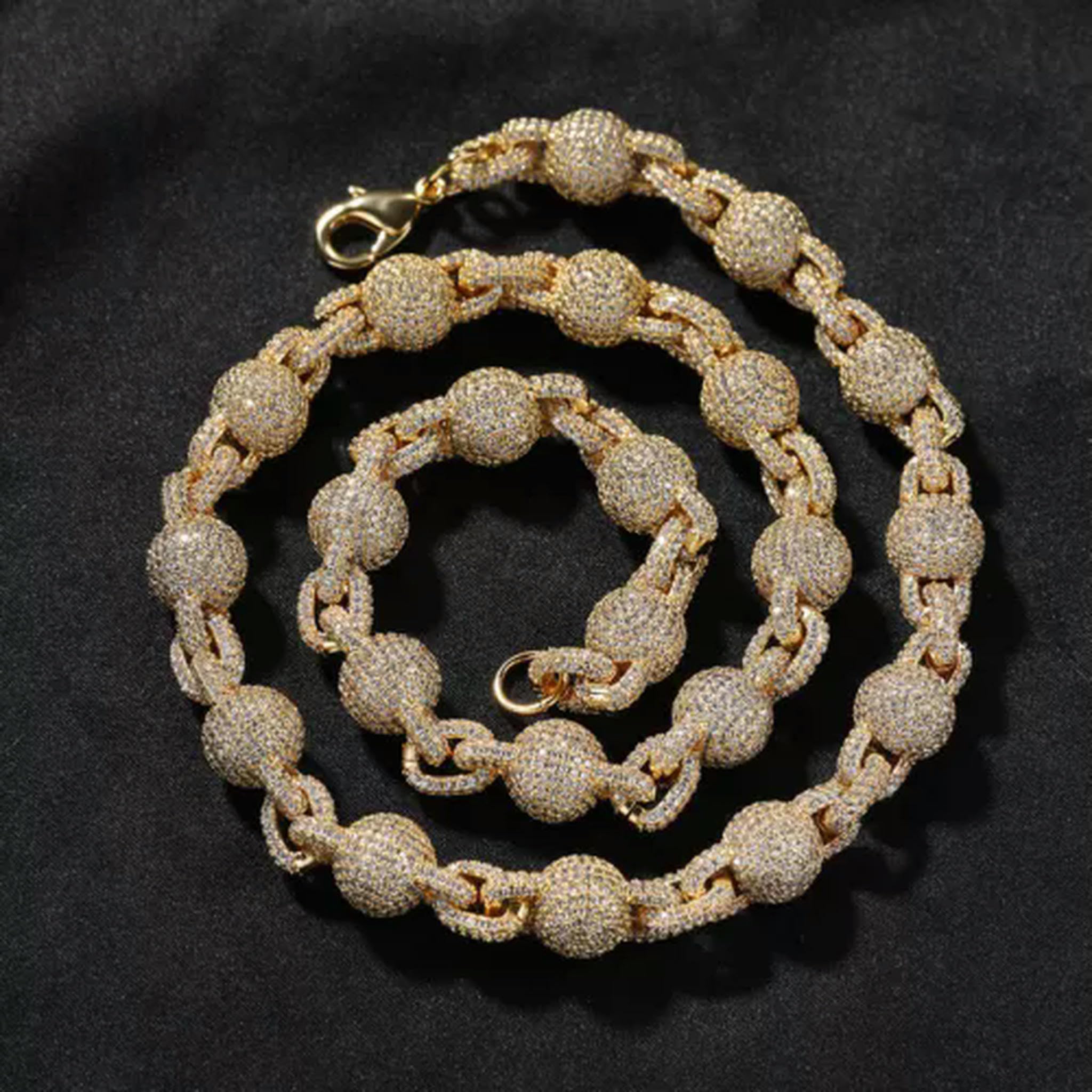 LLXYWJ Neue 10mm Hip Hop Perlen Kette Halskette Armbänder 5A Zirkon Herren