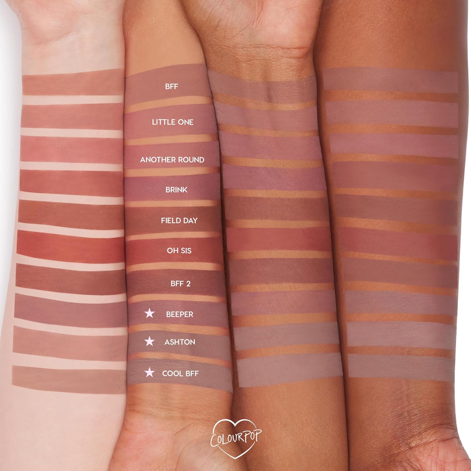 ColourPop Cool Group Chat Lippie Lip Pencil Kit - High-Pigment, Long-Lasting & Sharpenable Lip Liner with High-Impact Color - Includes Shades Ashton, Beeper + Cool BFF (3 Count)