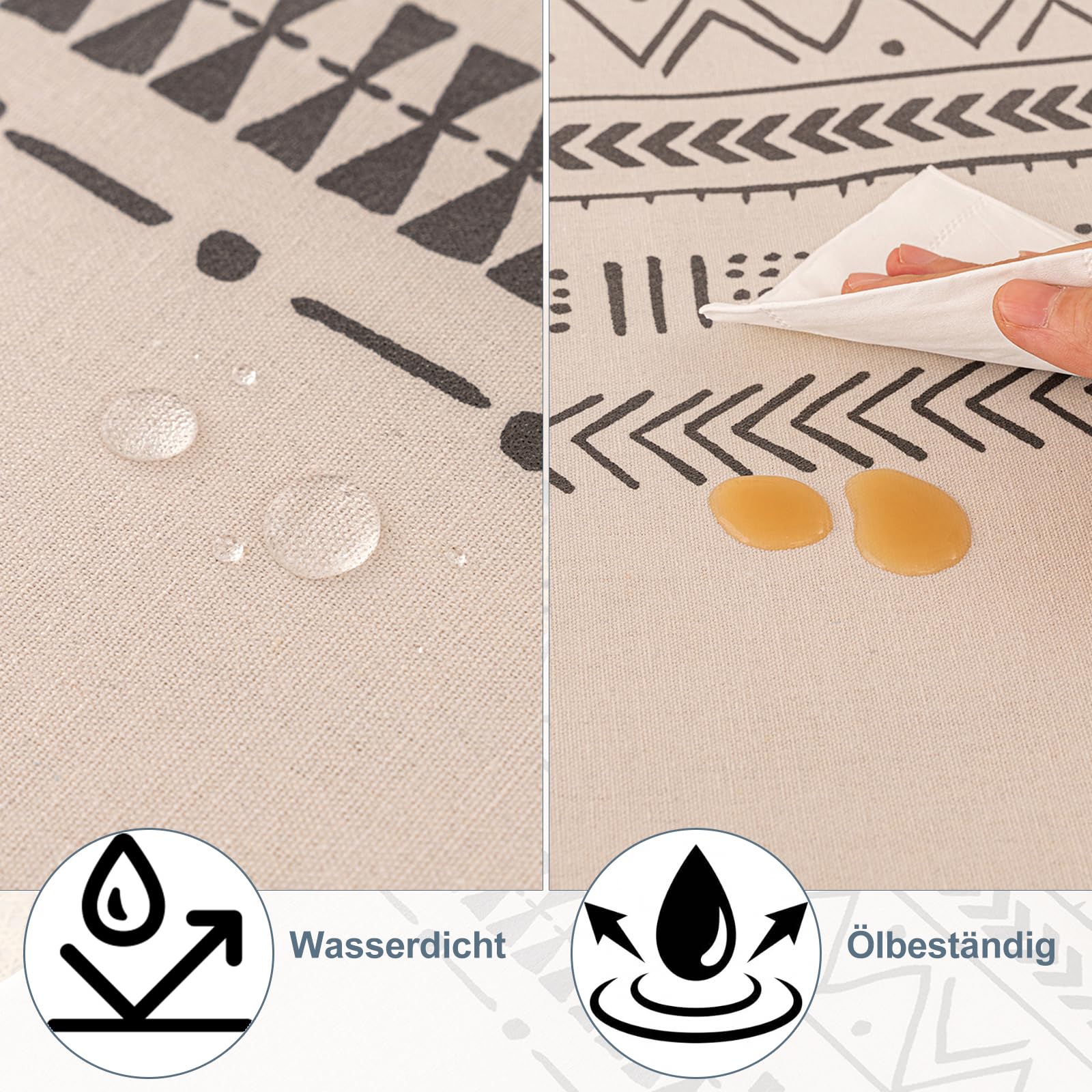 Outdoor Tischdecke Abwischbar, 140x200 Cm – Wasserfeste Gartentischdecke Mit Quasten, Buntes Boho-Design Für Drinnen & Draußen