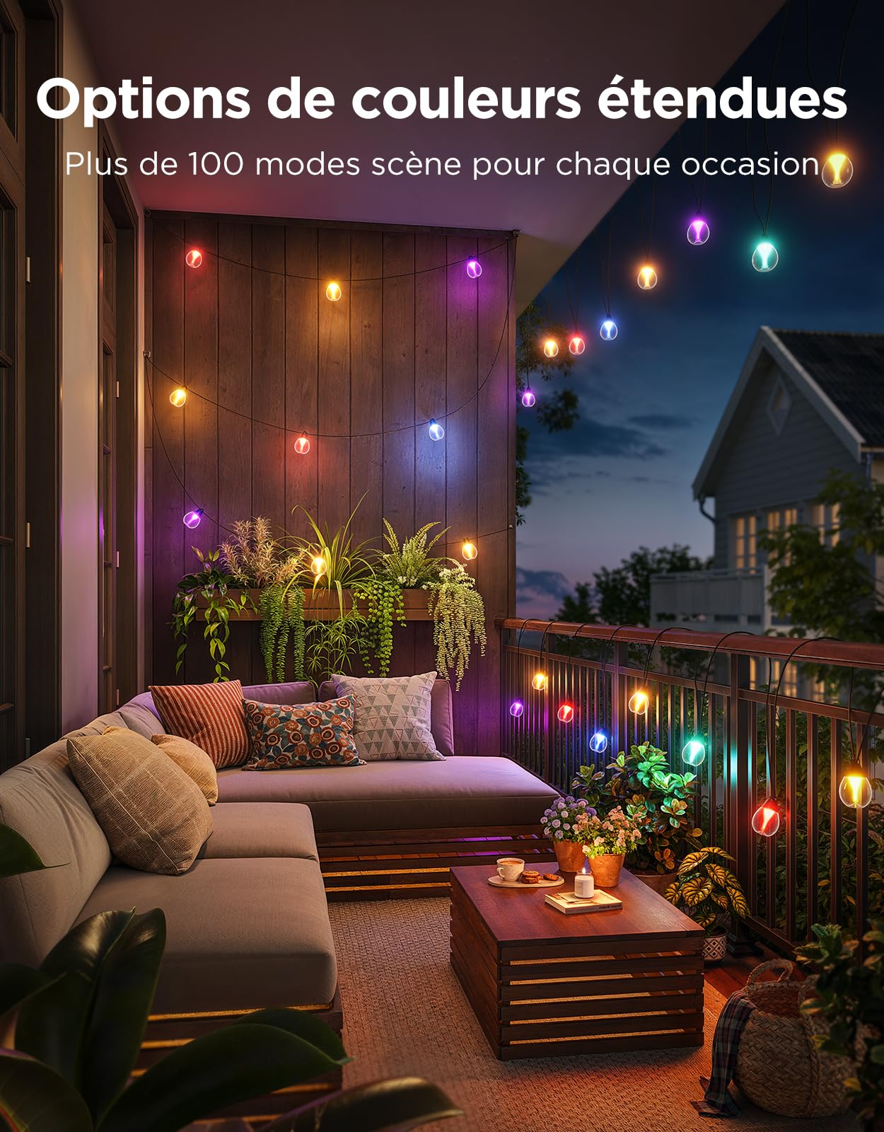 Govee Guirlande Lumineuse d'Extérieur 15m, RGBWIC Intensité Variable, IP67