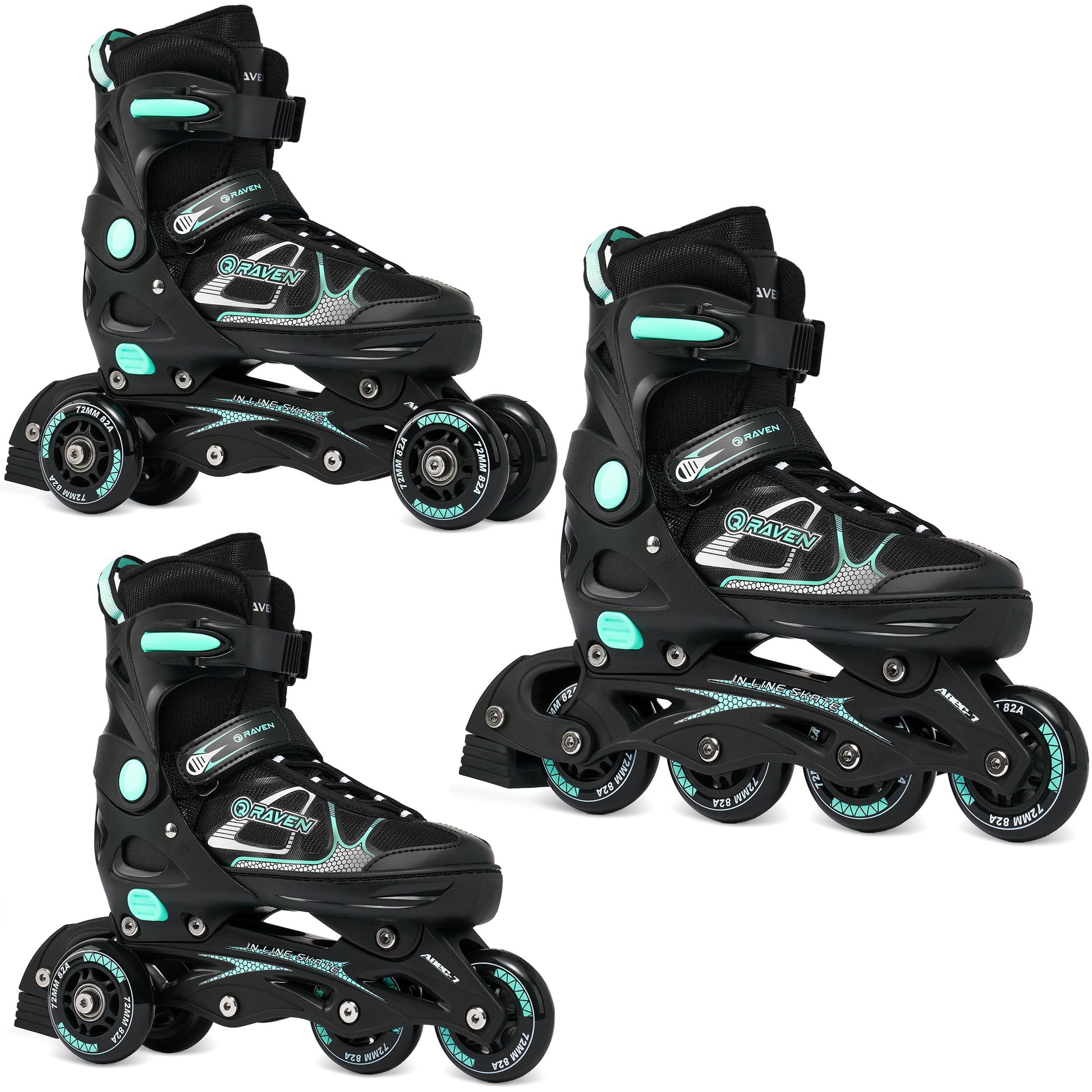 RAVEN Spirit - Roller en Ligne - Patin à Roulette - Triskate - Taille Ajustable - Adulte, Enfant