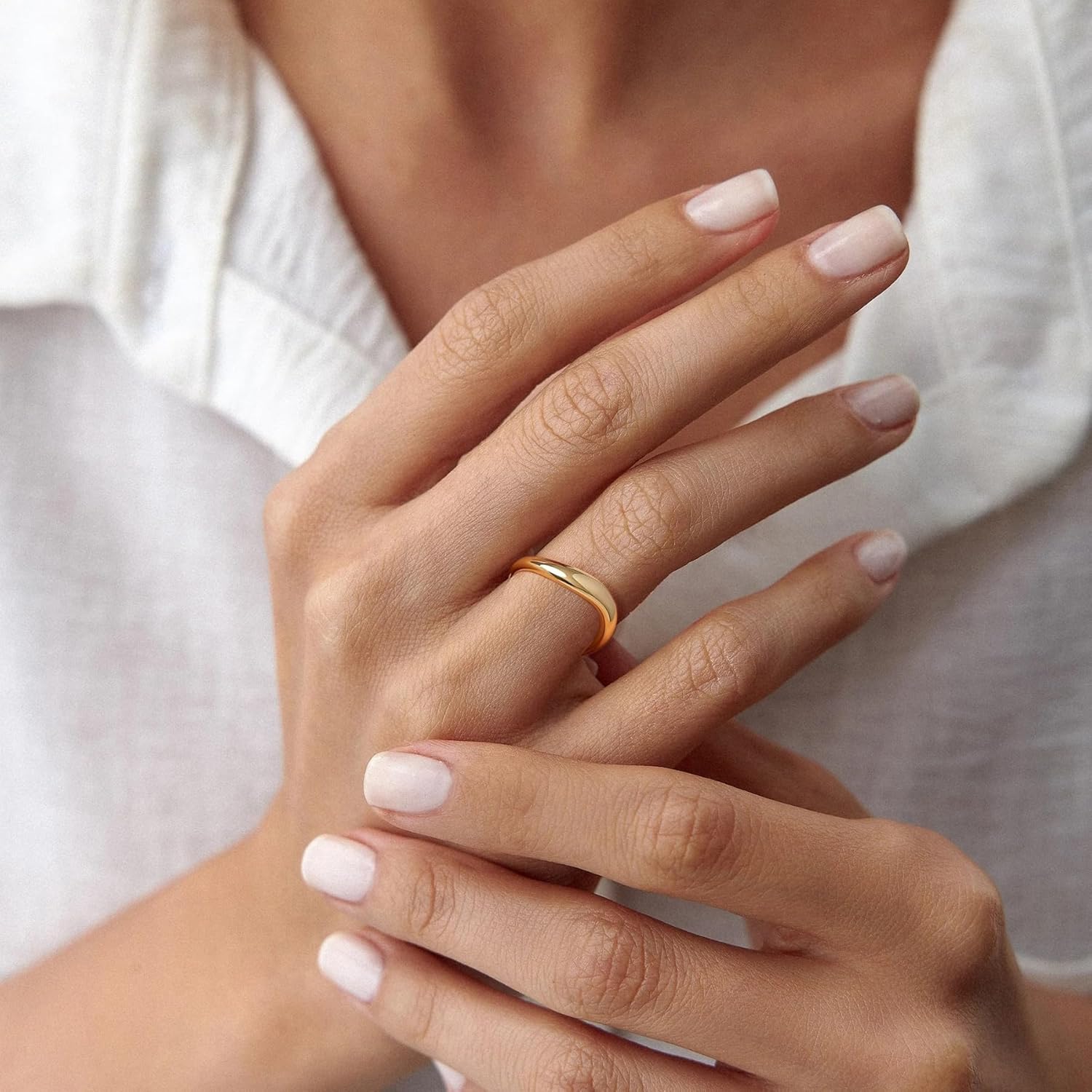 Metzakka 18k Gold Plated Chunky Stackable Rings for Women, Cute Everyday Wave Ring for Her - Image 2