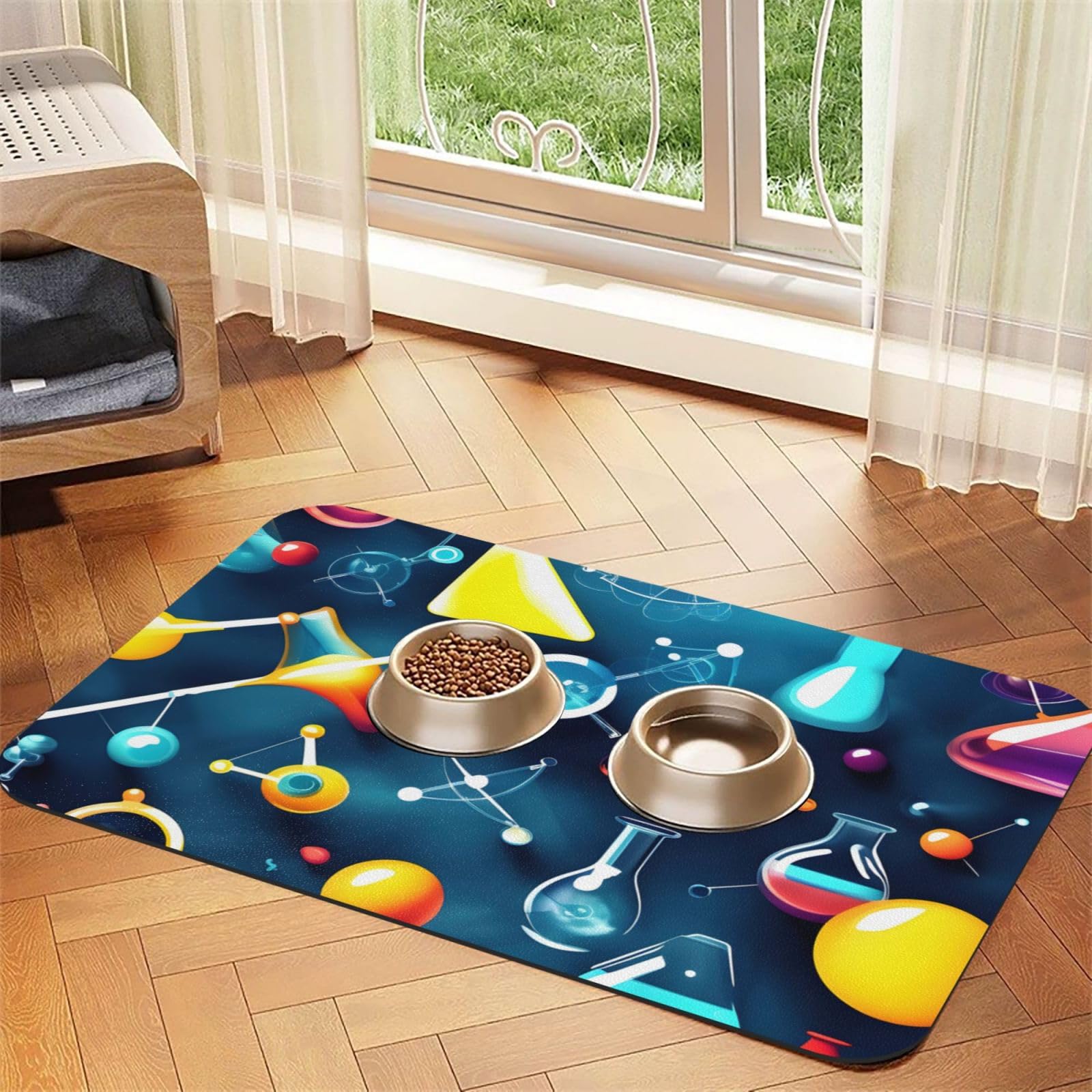 Tapis d'alimentation en cuir synthétique pour chien et chat antidérapant