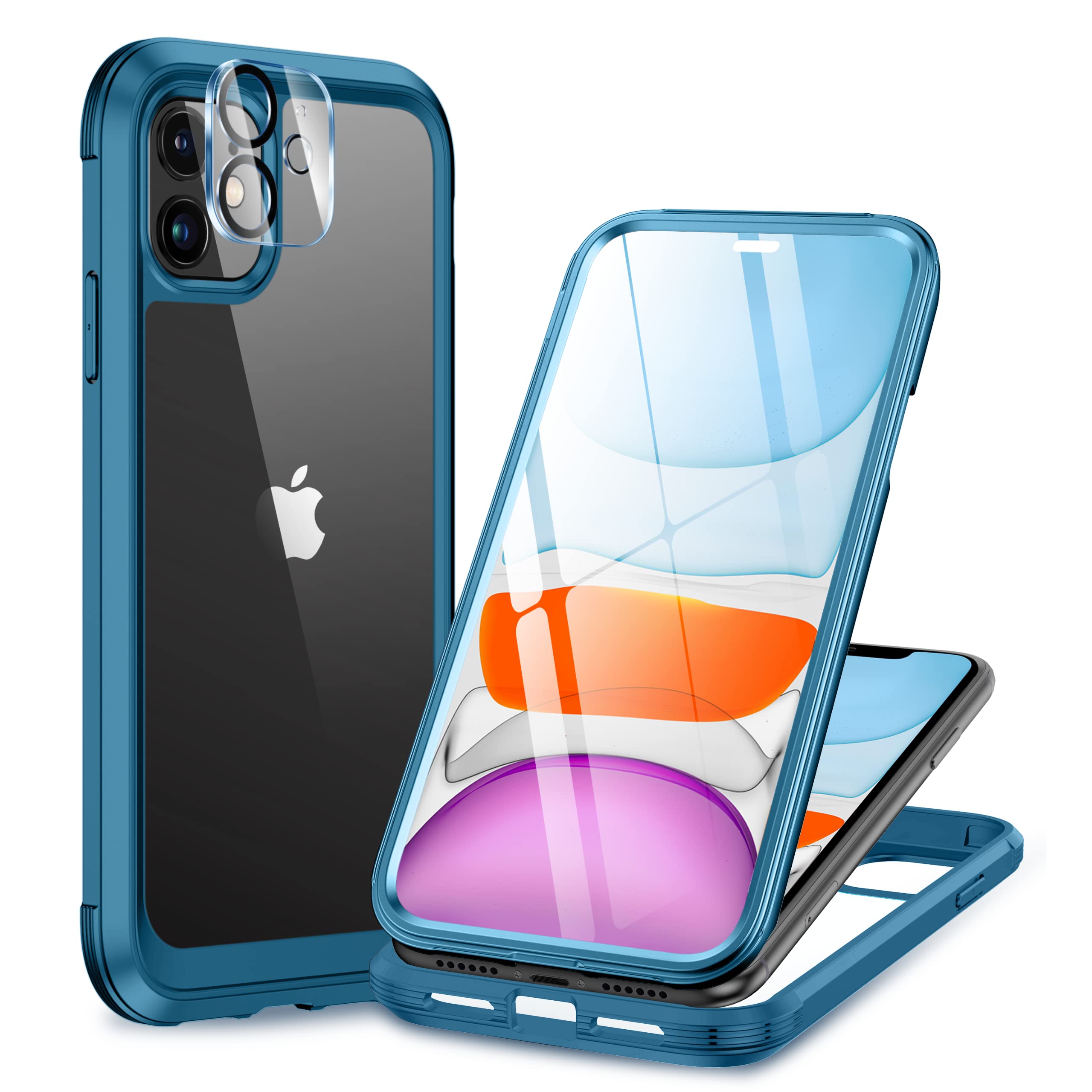 Xinyunew Cover Antiurdo Per IPhone 11 6.1 Pollici – 3 Strati, Grado Militare, Con Supporto E Fibbia, Blu Navy