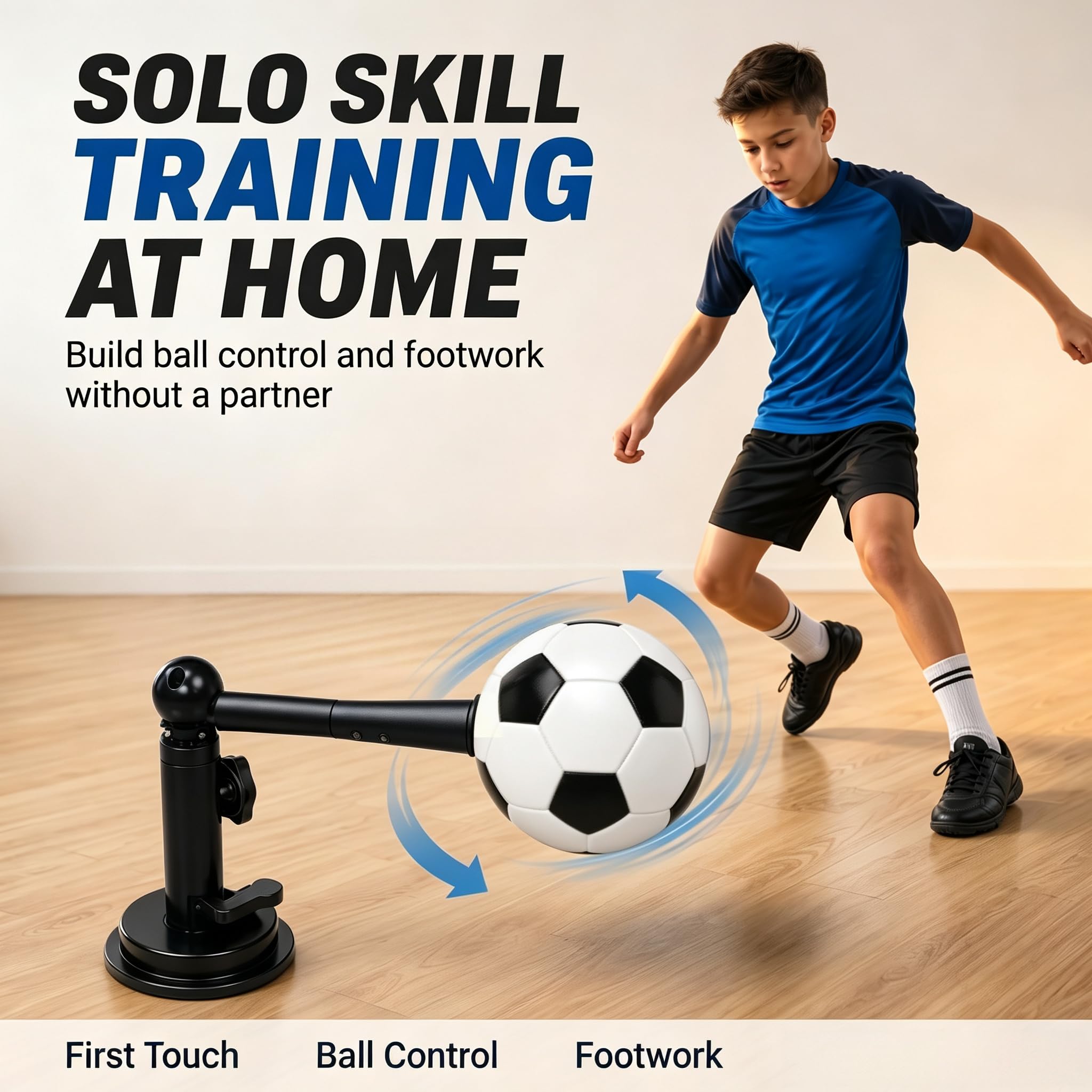 Aluminium-Fußballtrainer mit Saugbasis, drehbarer Ballkontakt