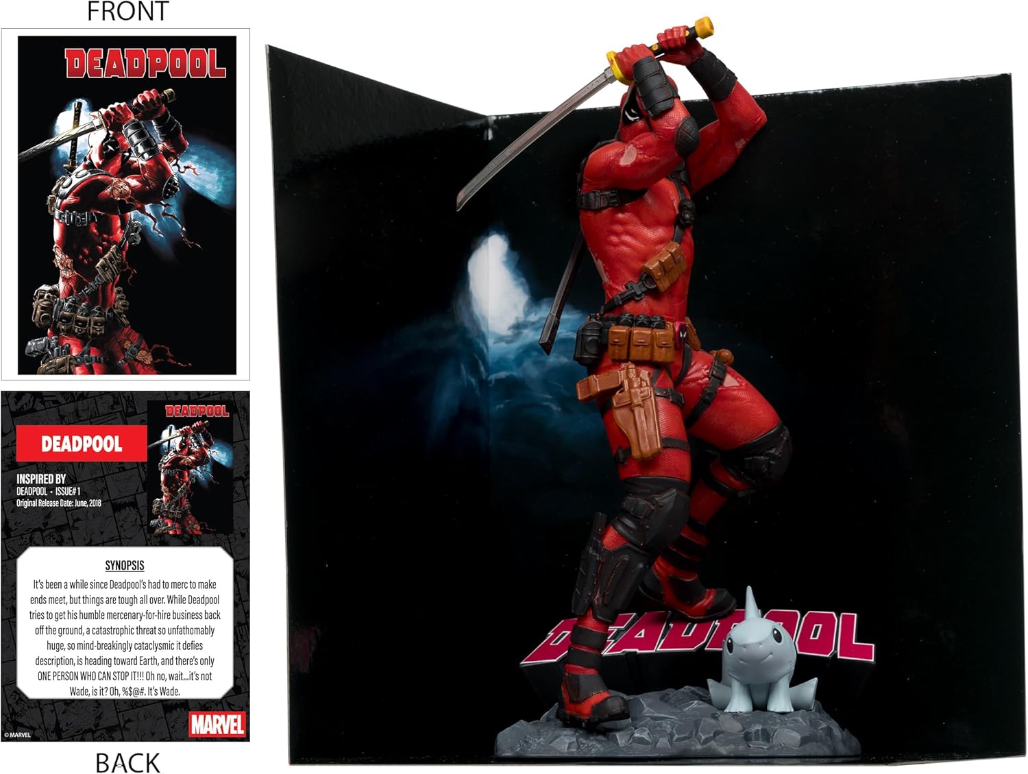 McFarlane Toys - Marvel Deadpool 1:10th Scale Collectible with Scene (Deadpool #1)