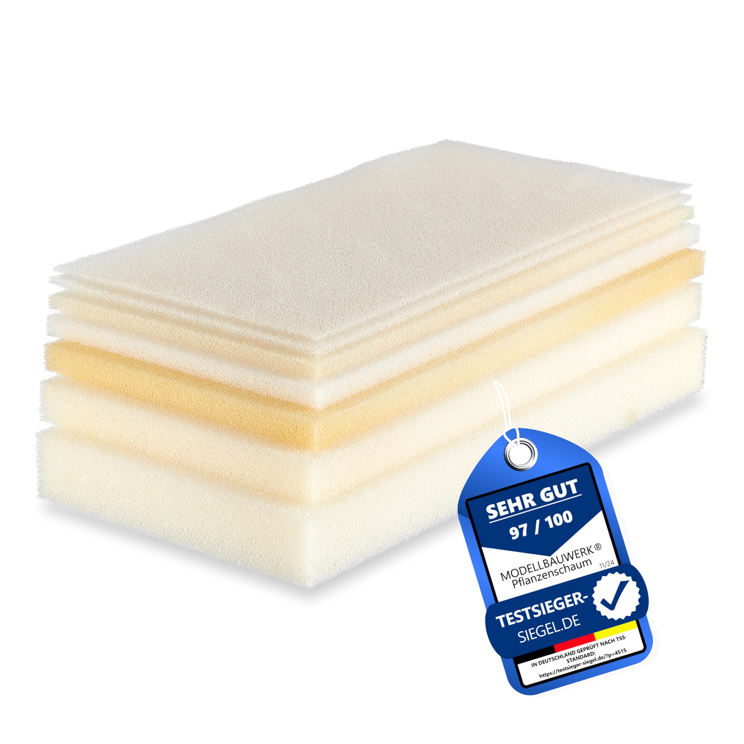 Premium Plant Foam 3 mm Medium Cream 250 x 500 mm PPI20 Filter Foam Vegetation Foam Polyurethane Architecture Model Making Tree Crown Bushes Landscape Design Aquaristics Diorama Crafts Hobby