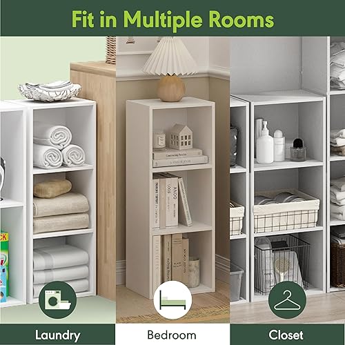 Miniatura 7 de Furinno LUDER - Estantería de 3 cubos, estantería con estantes abiertos, 9.3 x 12 x 31.5 pulgadas, para sala de estar, dormitorio, oficina en casa