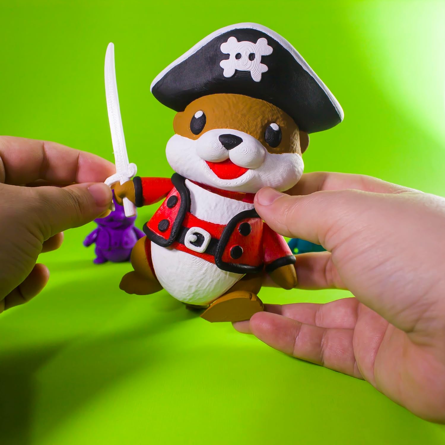Generic Articulating Pirate Otter Multicolored 3D Printed Figurine