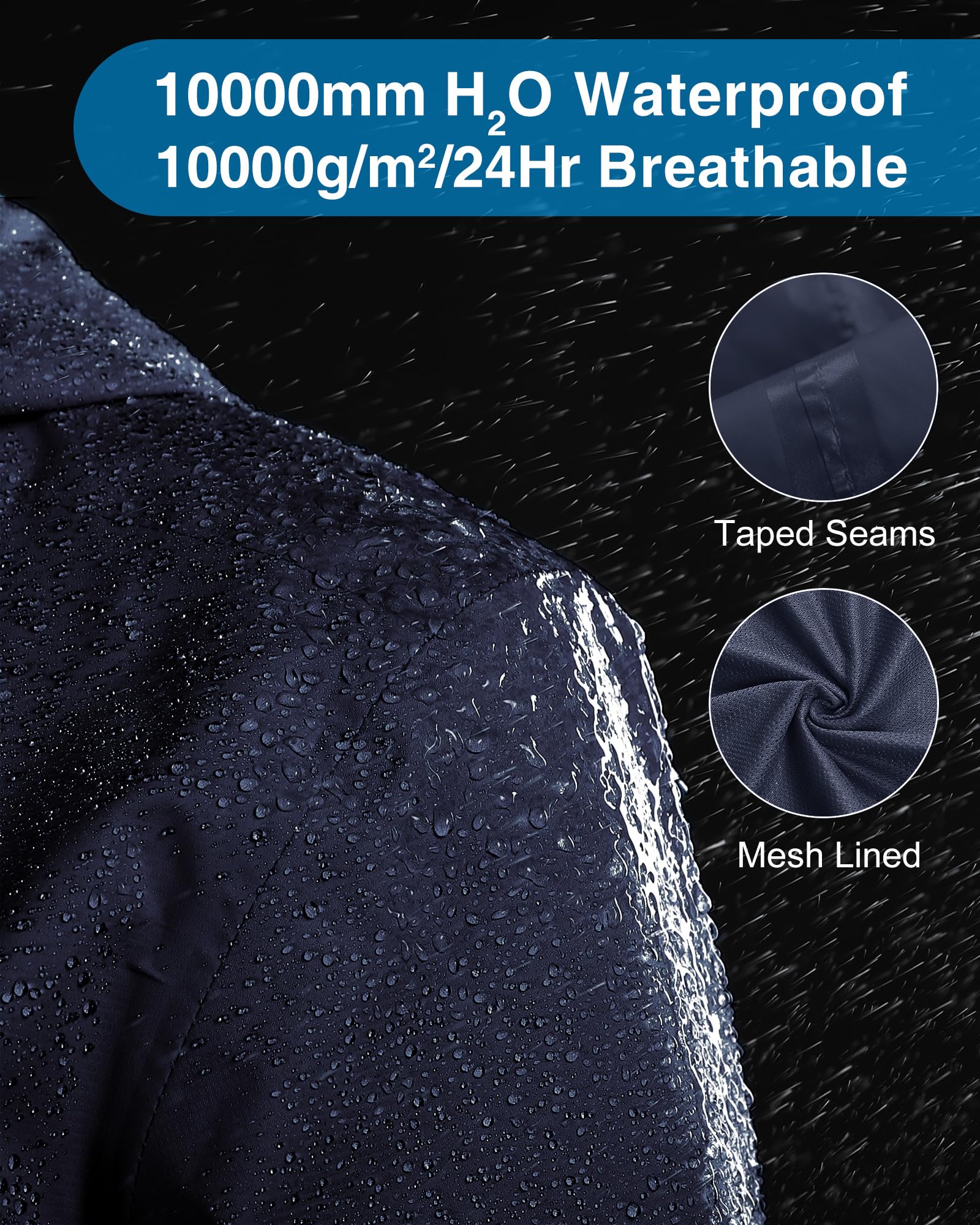 33,000ft Chubasquero para mujer, resistente al agua, chaqueta de exterior, transpirable, chaqueta de entretiempo, chaqueta ligera con capucha, cortavientos, para senderismo, viajes, senderismo y