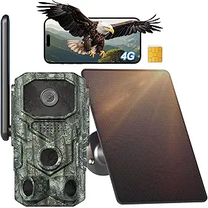 4G LTE Cellular Trail Cameras with Night Vision Motion Activated Waterproof, Wireless Game Cameras 0.05s Trigger Motion Activated, Real-Time Alerts for Wildlife Monitoring, Color Night Vision asin的图片