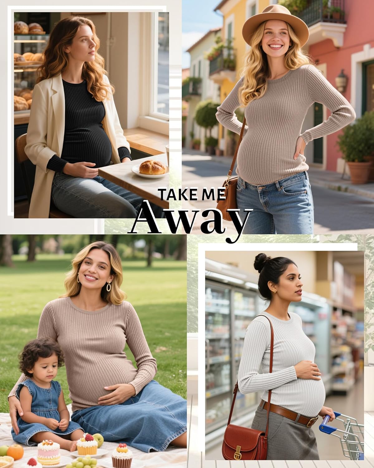 Riyiper 3 Pack Women's Maternity Shirts Long Sleeve Ribbed Knit Pregnancy Tees Crewneck Tunic Clothes Casual Fall Tops - Image 5
