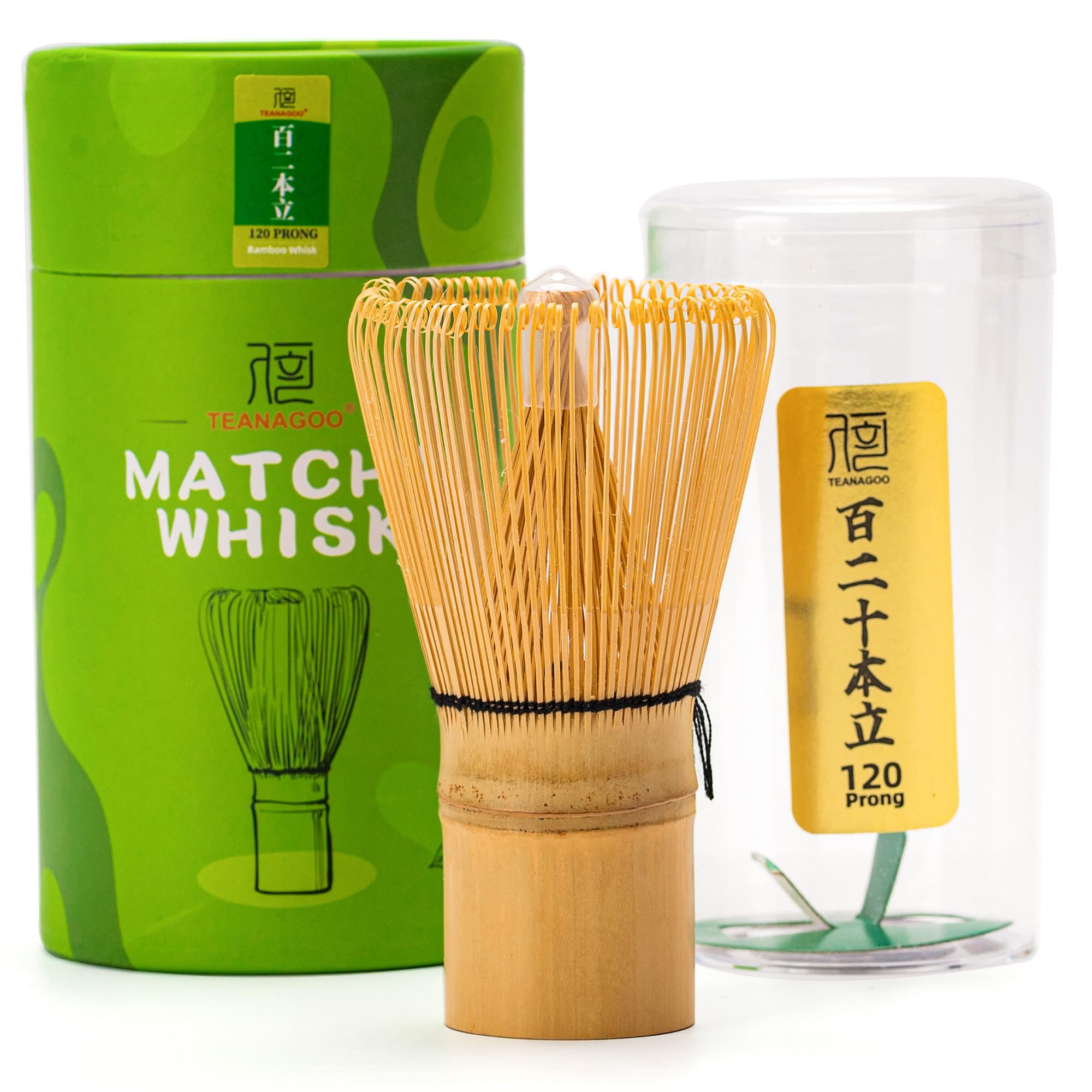 TEANAGOO Bamboo Matcha Whisk (Chasen), Handcrafted Whisk Set for Daily Matcha Prep/Frothy Latte, Traditional Japanese Tea Ceremony Gift Set for Lovers.(120-prong)