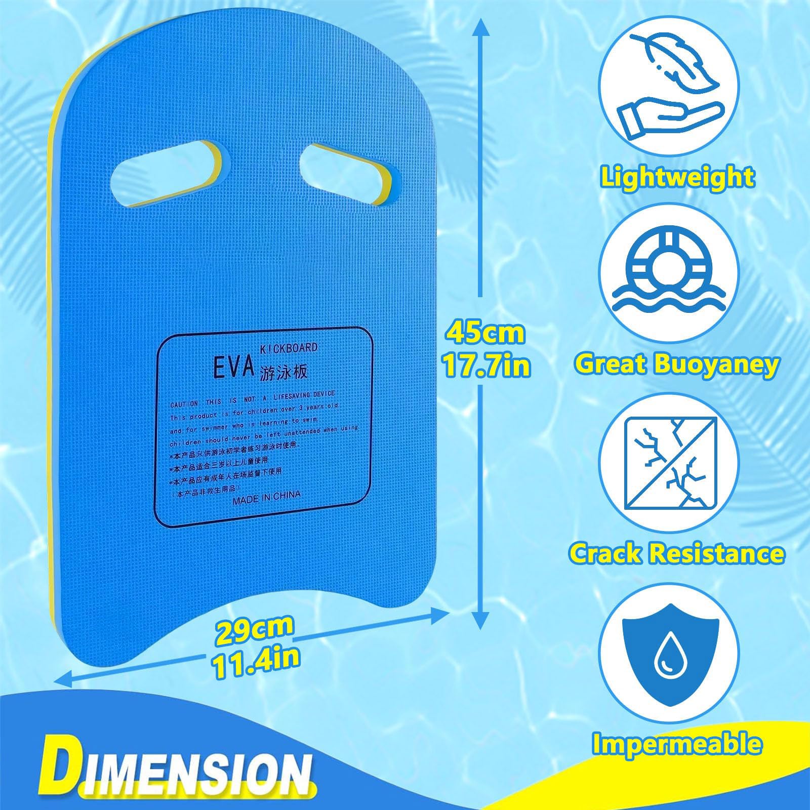 Juego de 4 Tabla de natación unisex Kickboard Flotante de Espuma EVA en Forma de U con Asas ergonómica Ayuda para aprender a nadar para Entrenamiento,Aquafitness y Ejercicios de Piernas en Piscina
