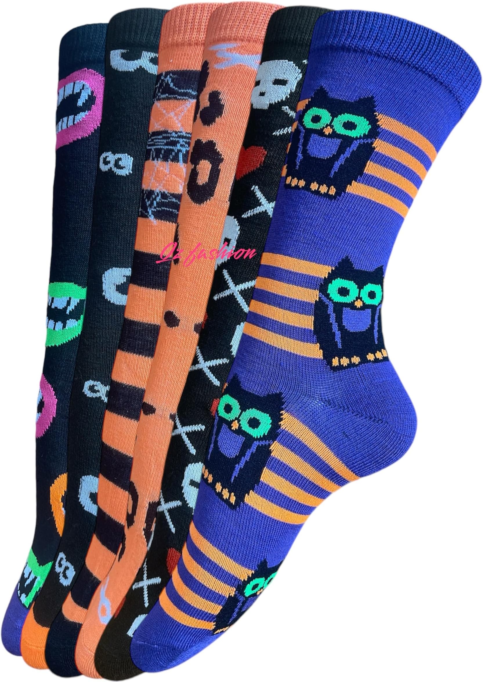 6 Pairs Of Ladies Socks Womens Socks Girls Colourful Happy Halloween Party Design Socks UK Shoe Size 4-7