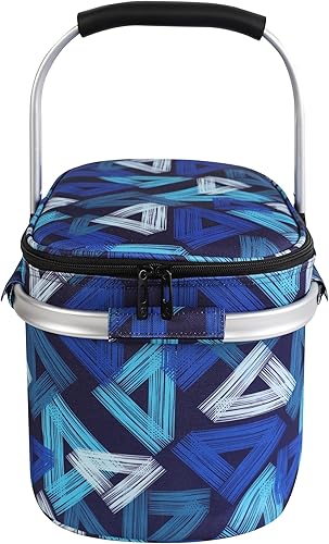 Miniatura 49 de ALLCAMP Cesta de pícnic, 2 cajas de hielo incluidas con enfriador aislado de 32 litros, cesta de picnic plegable gruesa con cestas extraíbles y