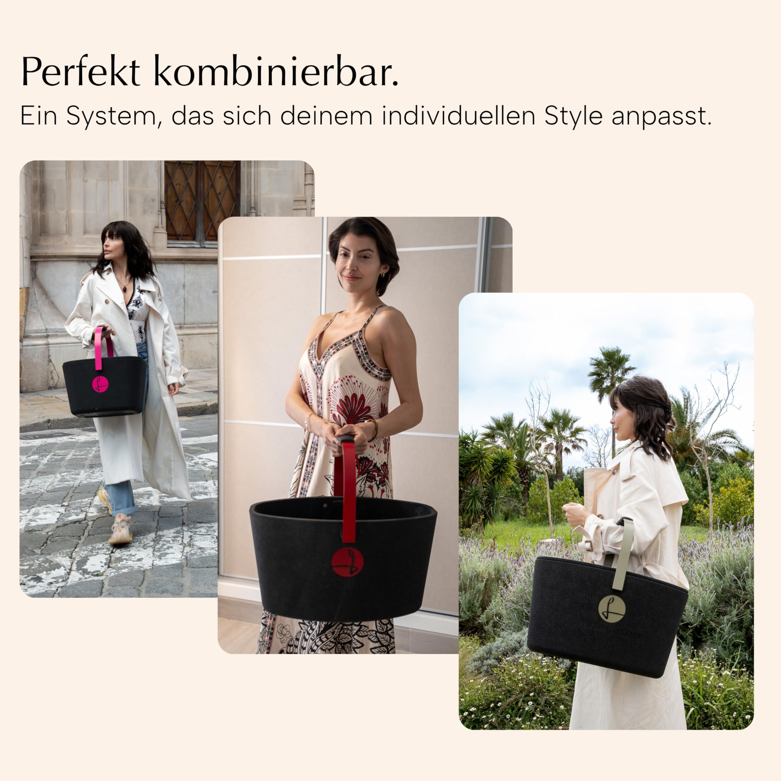 LIEBLINGSKORB Original black champagner - inkl. Deckel, Einlegeboden und Transportring - ultraleichter, kippsicherer & formstabiler Einkaufskorb - Made in Germany - thermoisolierend & abwaschbar