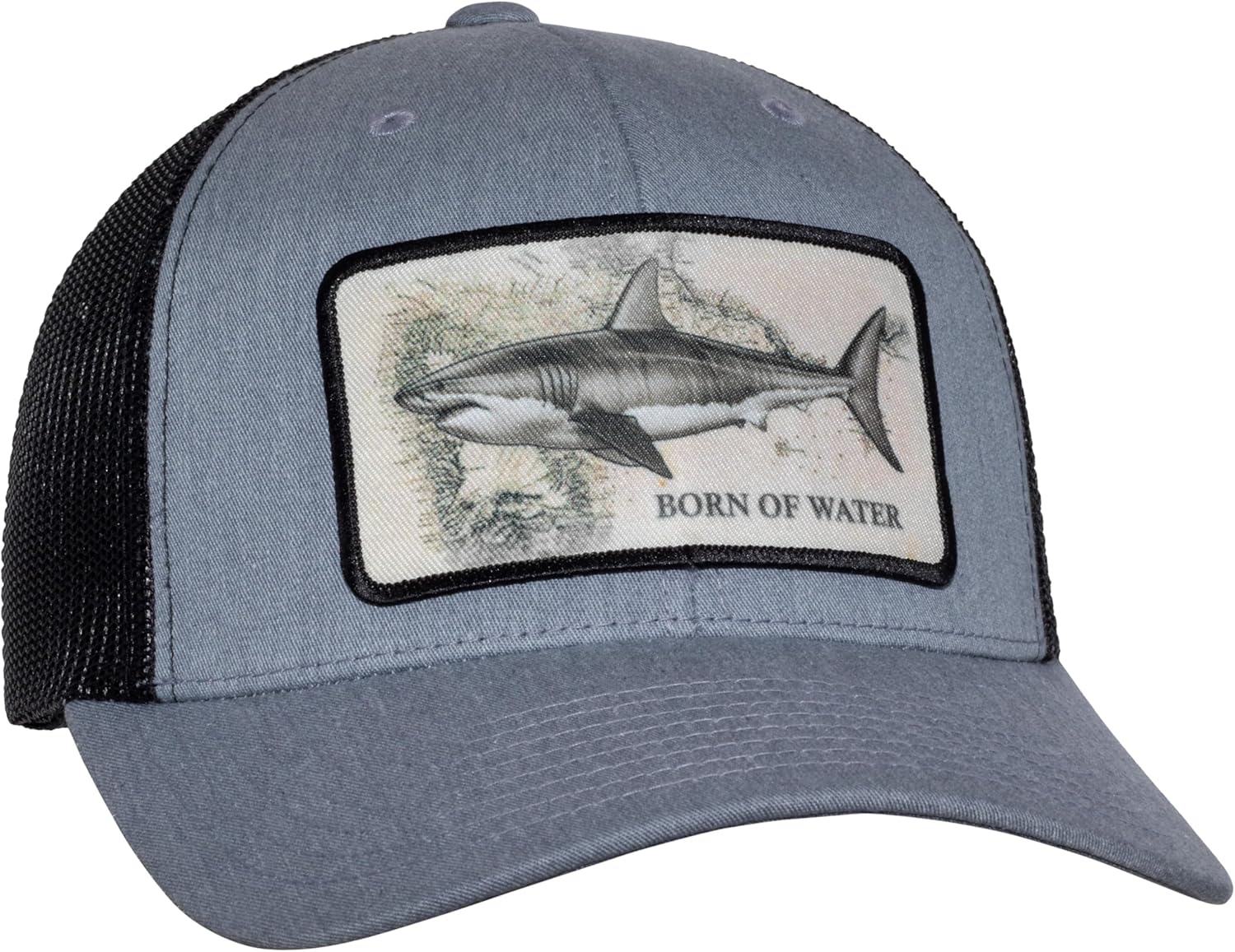 Shark and Anchor Patch Scuba Diving Trucker Hat: Mens Adjustable Snapback for Fishing, Spearfishing