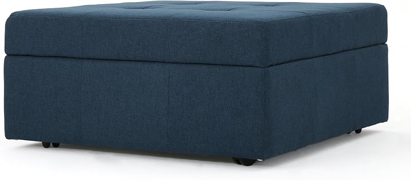 Christopher Knight Home Chatsworth Fabric Storage Ottoman, Navy Blue 30.5' L x 30.5' W x 15.25' H