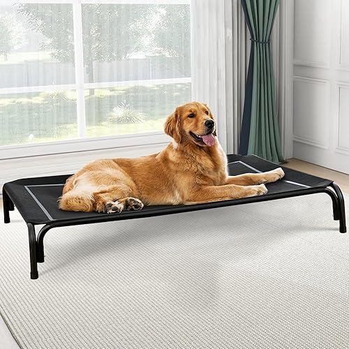 Miniatura 7 de Cama elevada para perro, cama elevada para mascotas al aire libre para perros de gran tamaño, catre portátil refrescante para mascotas con malla