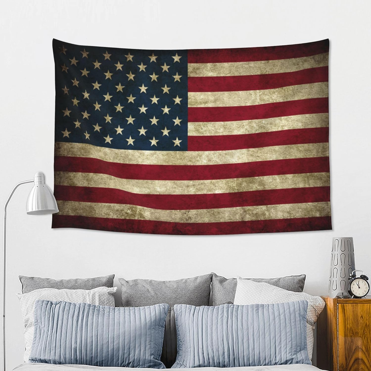 JUHIOPOI American Flag Retro Tapestry Wall Decoration, Art Tapestries Wall Hanging, Banner Wall Tapestry For Dorm Bedroom Living Room College Dorm Home Decor 60x90in