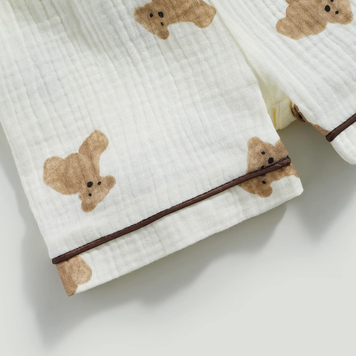 BULINGNA Kids Toddler Girl Boy Two Piece Pajamas Set Button Down Pajama Shirt Top Pants Shorts Bear Sleepwear Pjs Set - Image 7