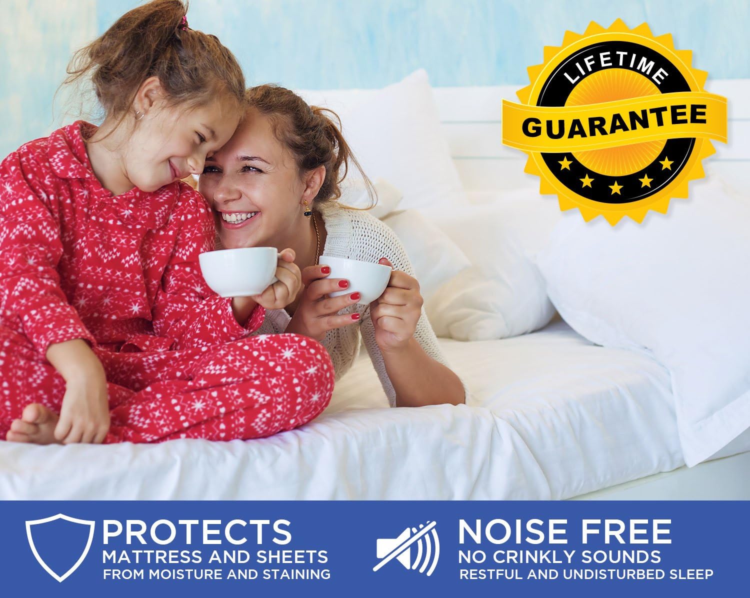 TRU Lite Bedding Waterproof Mattress Protector - Smooth Breathable Mattress Cover - Protection from Stains from Sweat, Spills, Urine - Full Size