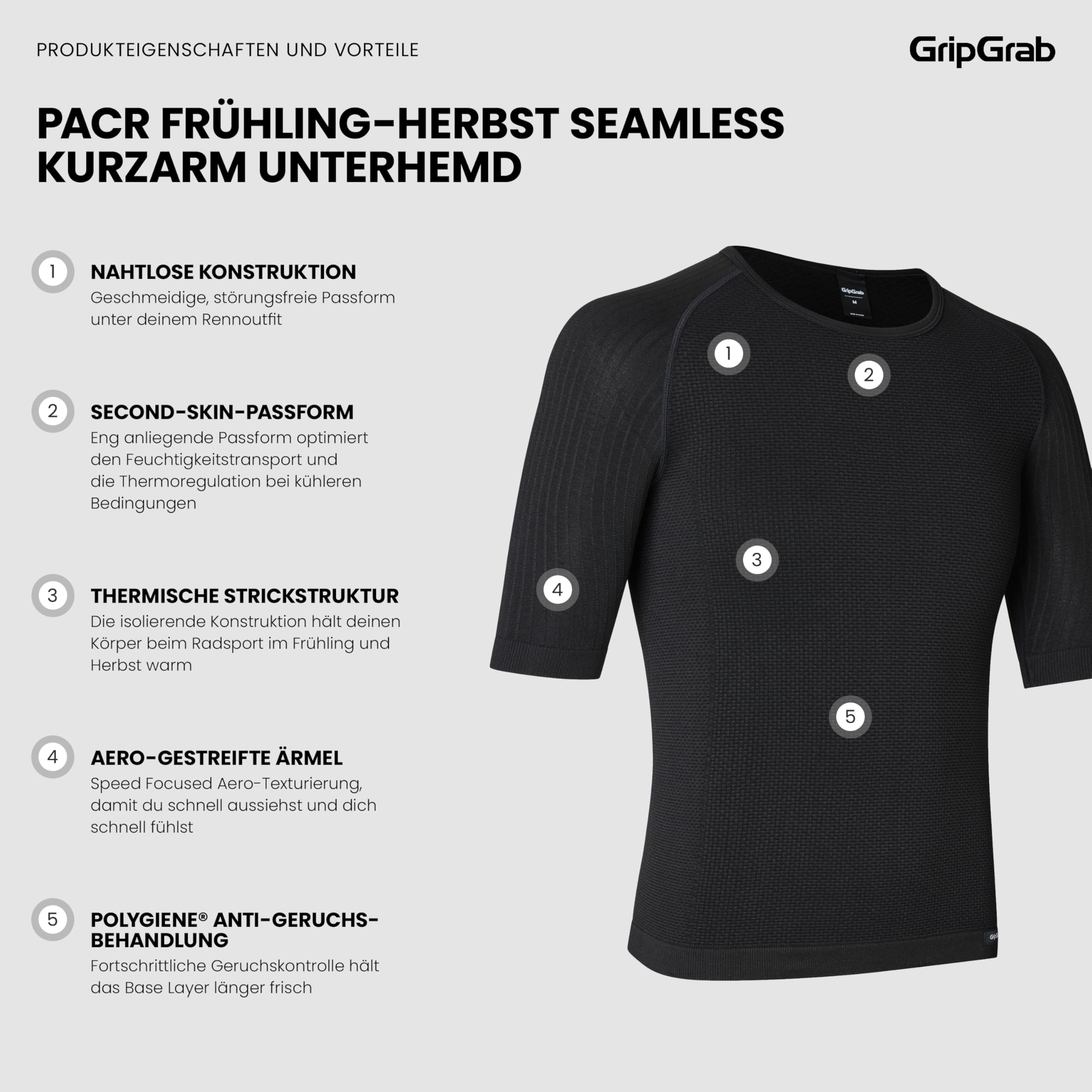 GripGrab PACR Frühling Herbst Herren Kurzarm Radsport Unterhemd Seamless