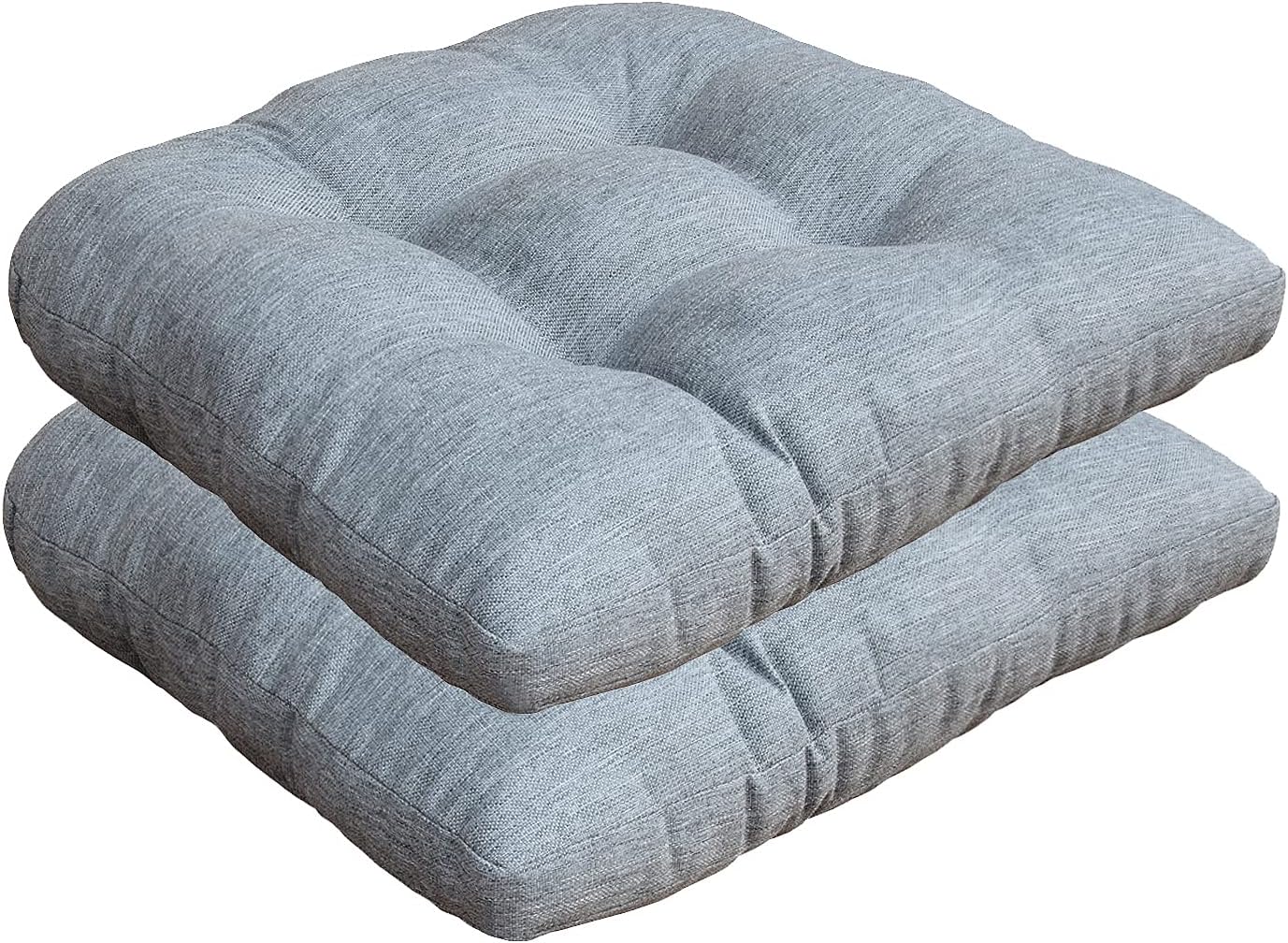 BOSSIMA Patio Tufted Seat Cushion for Outdoor Furniture, Set of 2, Furniture Dinning Chair Pad, Teal Blue