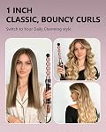5 en 1 Set de baguettes de curling, baguette de fer multi- Curling avec brosse thermique et 4 La baguette de curling en céramique interchangeable pour les femmes dans tous les types de cheveux,Couleur de cheveux double tension