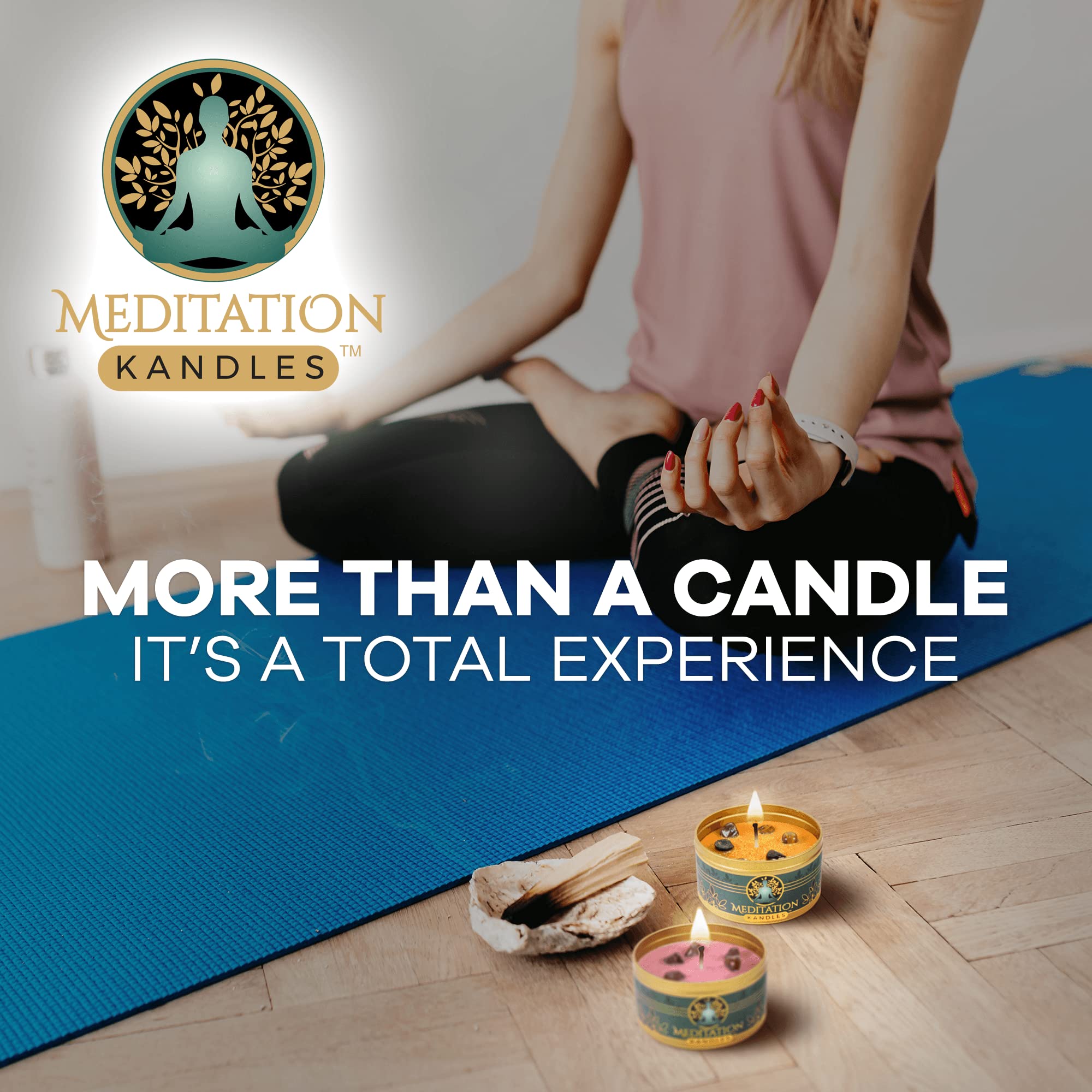 Meditationskerzen mit Kristallen | Natürliche Aromatherapie-Kerzen zur Entspannung & Heilung | Stressabbau-Kerzen für Yoga, Meditation & Selbstpflege | 4er-Pack Geschenkset