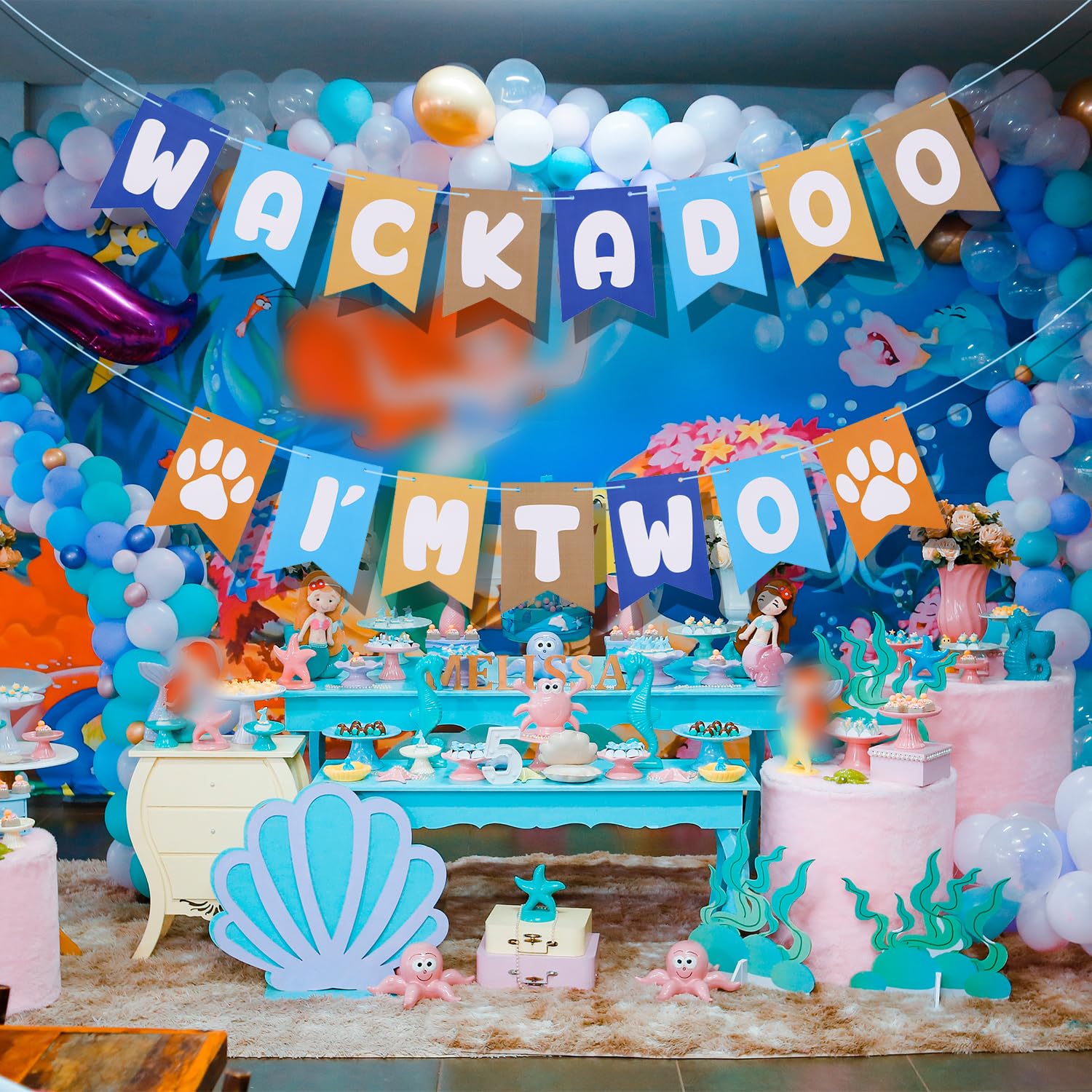 Décoration Anniversaire Bluey, Bannière Wackadoo I'm Two Toile De