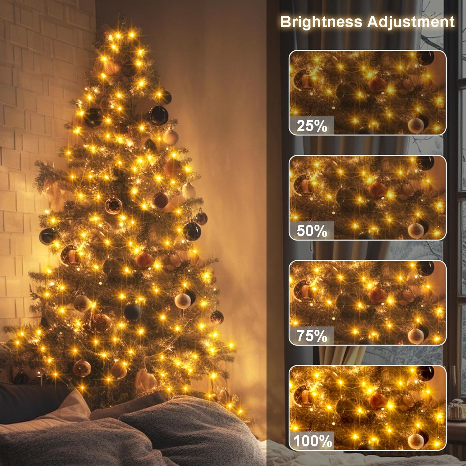 ZAIYW Battery Fairy Lights 4 Pack 16.5Ft 50 LED Fairy Lights with Remote Timer 8 Modes, Dark Green Copper Wire Waterproof Fairy String Lights for Bedroom Christmas Tree Garland Decor (Warm White) - Image 5