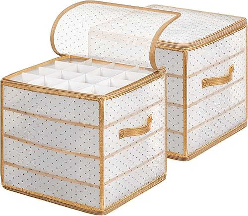 SONGMICS Cajas de almacenamiento de plástico para adornos de Navidad, paquete de 2 organizadores de bolas de Navidad, con capacidad para 128 bolas