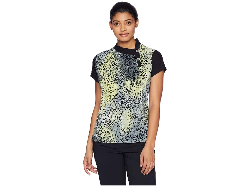 

Jamie Sadock Crunchy Leopard Print Short Sleeve Top (Bananarama Yellow) Women's Clothing