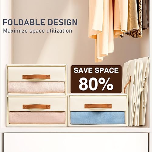 Miniatura 6 de DIMJ Organizadores de armario y almacenamiento - Contenedores de tela con cajones para armario, organizadores de ropa plegables con ventana